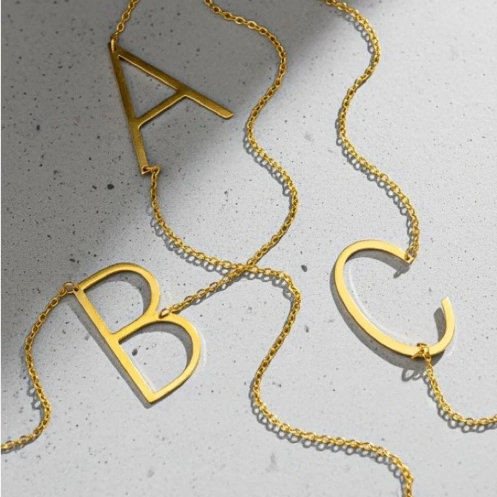 Large Gold Initial Necklace (9023)